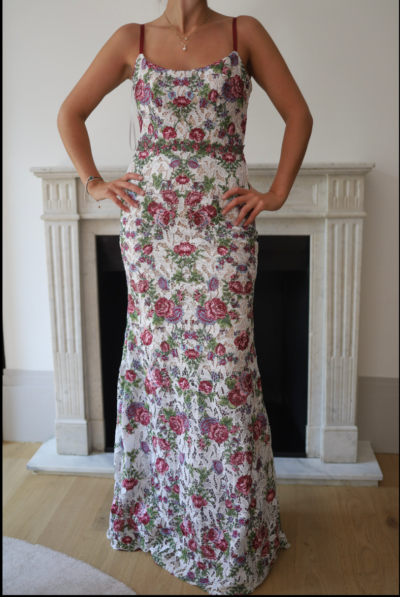 Vestido largo de encaje floral – Marchesa Notte (Talla 2 US / 36 EU)