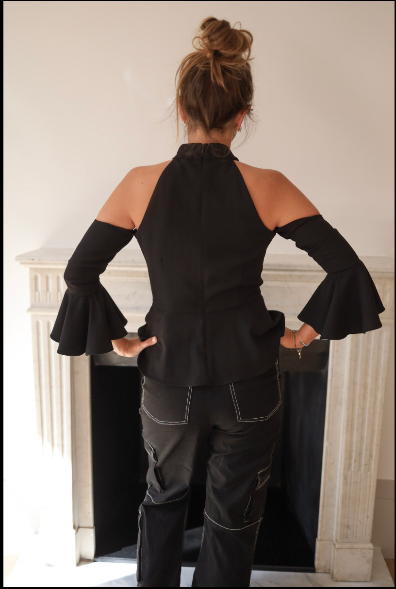 Blusa negra con hombros descubiertos Alice + Olivia – Talla S