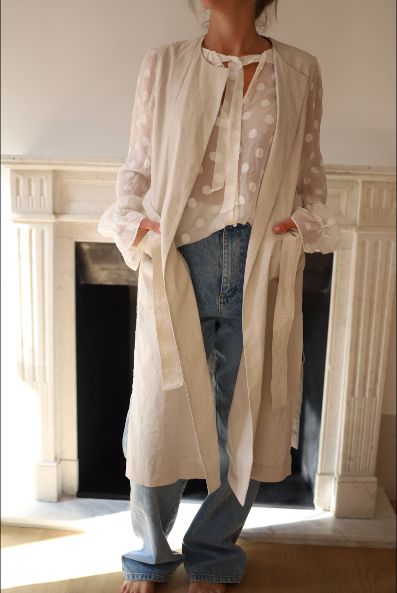 Chaleco largo de lino Theory – Talla S