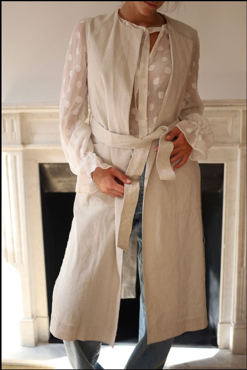 Chaleco largo de lino Theory – Talla S