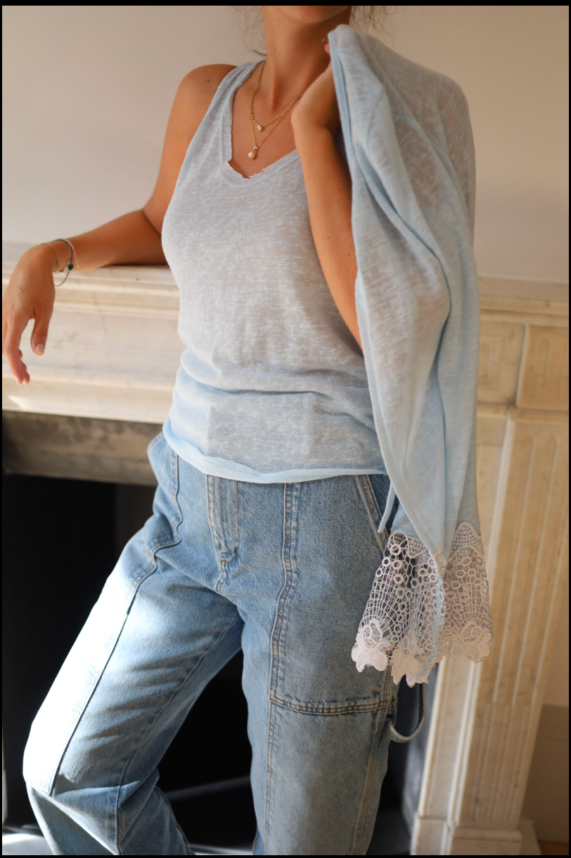 Set Bain de Mer – Top y Suéter en Azul Cielo